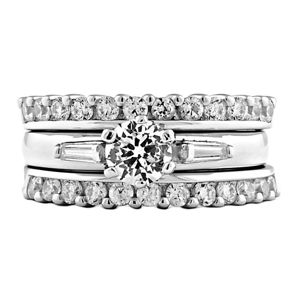 Monteira: 1.9ct 3 Piece Stacked Ice on Fire CZ Wedding Ring Set - Trustmark Jewelers - Wedding Ring Sets - 1