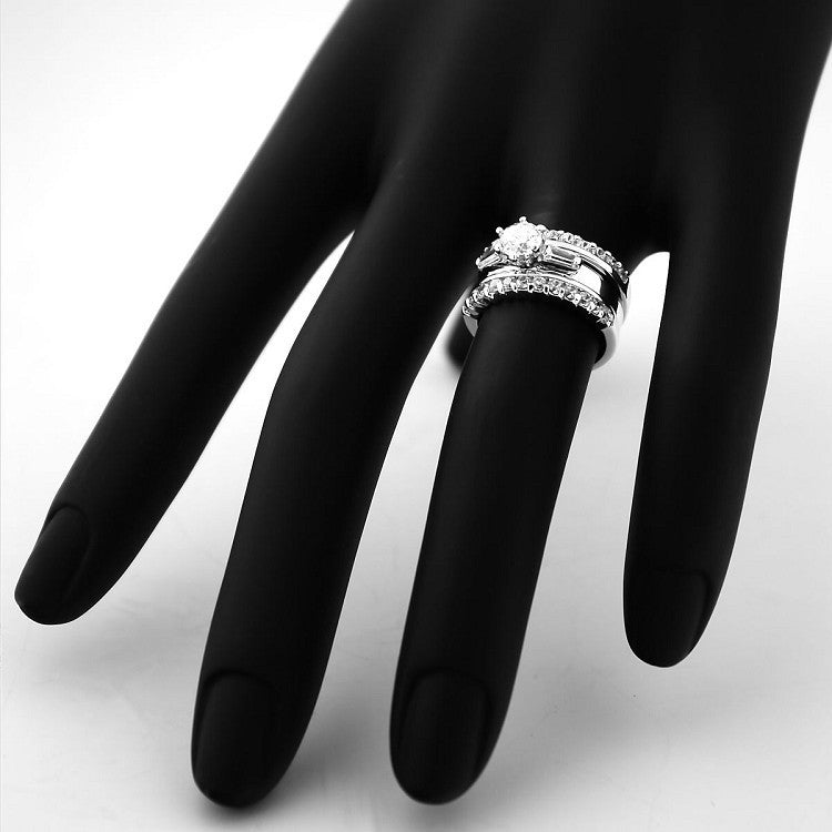 Monteira: 1.9ct 3 Piece Stacked Ice on Fire CZ Wedding Ring Set - Trustmark Jewelers - Wedding Ring Sets - 4