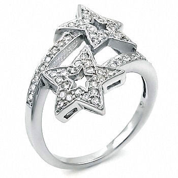 Galaxy: Shooting Stars Simulated Diamond CZ Designer Crossover Ring - Trustmark Jewelers - Fashion Rings - 2