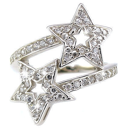 Galaxy: Shooting Stars Simulated Diamond CZ Designer Crossover Ring - Trustmark Jewelers - Fashion Rings - 1