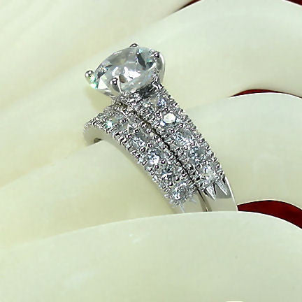 Leehanna: 3.8ct Ice on Fire CZ Large Solitaire Wedding Ring Set - Trustmark Jewelers - Wedding Ring Sets - 2