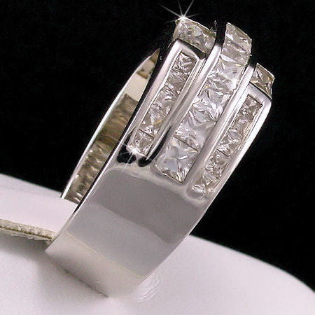 Vincent: 3.4ct Mens Ice on Fire CZ 3 Row Channel Band Ring - Trustmark Jewelers - Mens Rings - 2