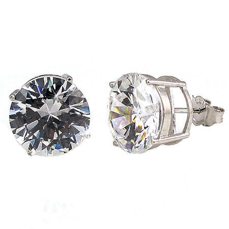 Hallie: 8ct Russian Ice Diamond CZ 10mm Cast Stud Earrings White Gold - Trustmark Jewelers - Earrings - 2