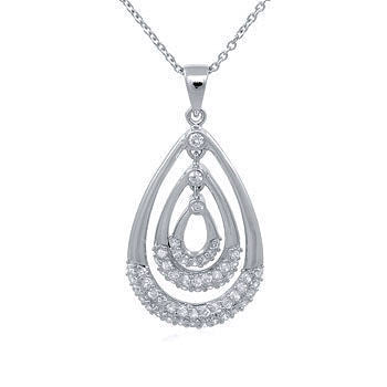 Sabrina: Tiffany Style Triple Teardrop CZ Simulated Diamond Pendant - Trustmark Jewelers - Pendants and Necklaces - 1