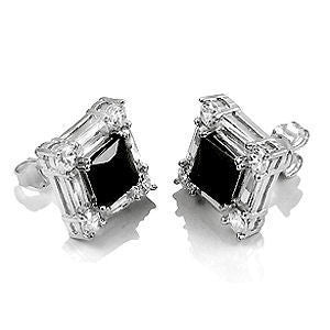 Bling Z Sterling Silver Square Black Ice Stud Earrings Bling Z Sterling Silver Square Black Ice Stud Earrings