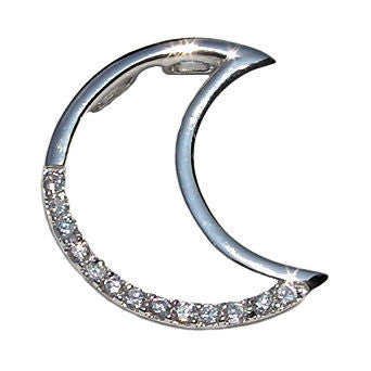 Selene: Tiffany Inspired Sterling Silver Russian Ice CZ Moon Pendant - Trustmark Jewelers - Pendants and Necklaces - 2