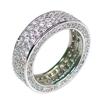 Jessi: 5.3ct 3 Row Russian Ice Simulated Diamond Eternity Band Ring - Trustmark Jewelers - Eternity Bands - 1