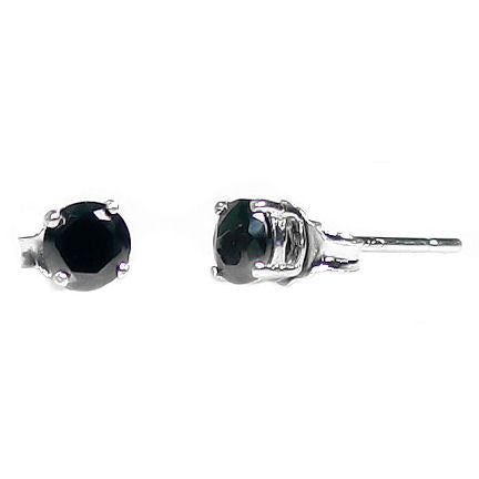 Jet: 0.5ct Black Ice Simulated Diamond 4mm Basket Set Stud Earrings - Trustmark Jewelers - Earrings - 2