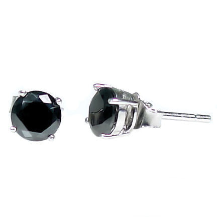 Jet: 1.0ct Black Ice Simulated Diamond 5mm Basket Set Stud Earrings - Trustmark Jewelers - Earrings - 1