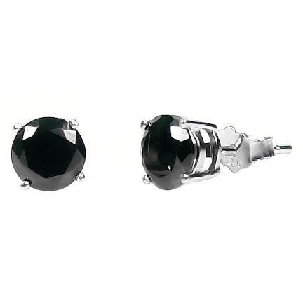 Jet: 2.5ct Black Ice Simulated Diamond 7mm Basket Set Stud Earrings - Trustmark Jewelers - Earrings - 2