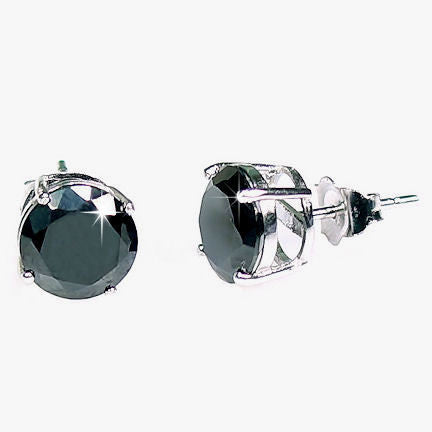 Jet: 2.5ct Black Ice Simulated Diamond 7mm Basket Set Stud Earrings - Trustmark Jewelers - Earrings - 1