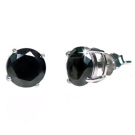 Jet: 4.0ct Black Ice Simulated Diamond 8mm Basket Set Stud Earrings - Trustmark Jewelers - Earrings - 2