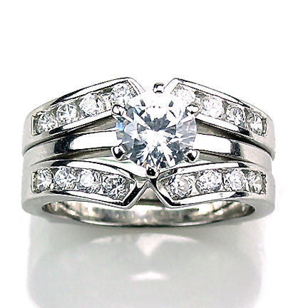 Holly: 2.2ct CZ Simulated Diamond Wedding Set with Ring Guard - Trustmark Jewelers - Wedding Ring Sets - 4