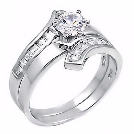 Caprina: 1.8ct Flared Bypass Russian Ice on Fire CZ Wedding Ring Set - Trustmark Jewelers - Wedding Ring Sets - 1