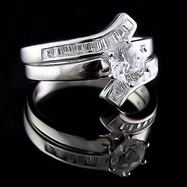 Caprina: 1.8ct Flared Bypass Russian Ice on Fire CZ Wedding Ring Set - Trustmark Jewelers - Wedding Ring Sets - 2