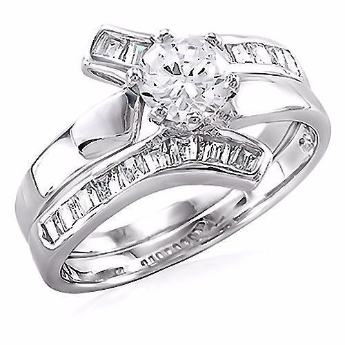 Caprina: 1.8ct Flared Bypass Russian Ice on Fire CZ Wedding Ring Set - Trustmark Jewelers - Wedding Ring Sets - 3