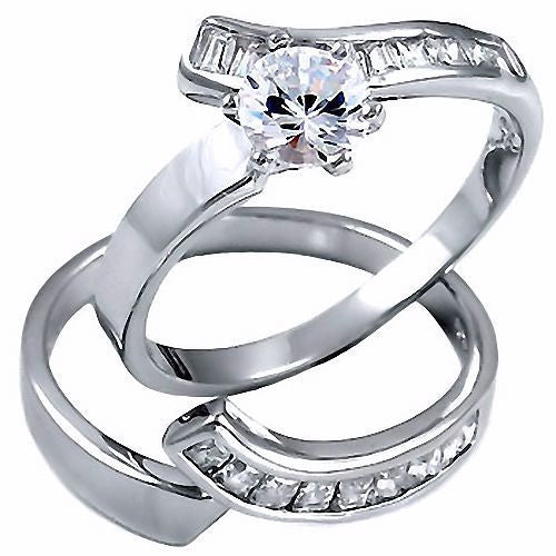 Caprina: 1.8ct Flared Bypass Russian Ice on Fire CZ Wedding Ring Set - Trustmark Jewelers - Wedding Ring Sets - 4