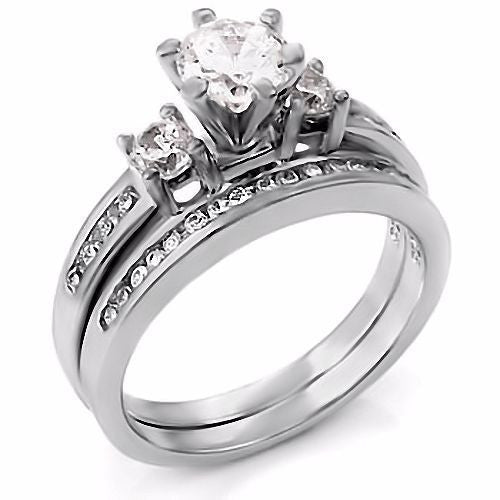 Lakoda: Stunning 1.31c Russian Ice Diamond CZ 2 Piece Wedding Ring Set - Trustmark Jewelers - Wedding Ring Sets - 1