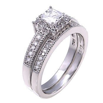 Epiphany: Stunning 1.48c Russian Ice Diamond CZ 2 pc Wedding Ring Set - Trustmark Jewelers - Wedding Ring Sets - 1