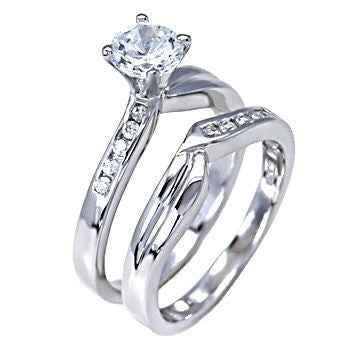 2.0 Ct Princess 14K White Gold Created Diamond 2-Piece Engagement Ring Band  Set | eBay
