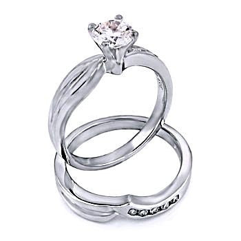 Caitlyn: Stylish 1.15c Russian Ice Diamond CZ 2 Piece Wedding Ring Set - Trustmark Jewelers - Wedding Ring Sets - 3