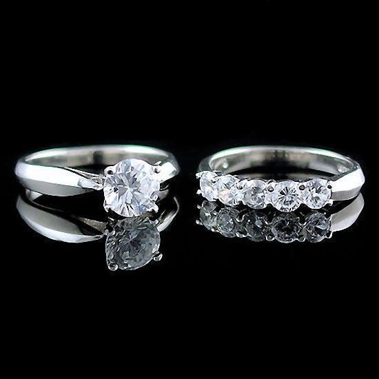 Arizona: 2.1ct Ice on Fire Russian CZ Womens Wedding Ring Set - Trustmark Jewelers - Wedding Ring Sets - 4