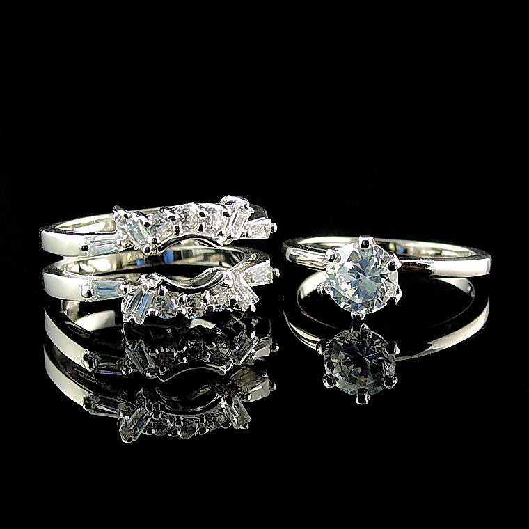 Emma: 2.0ct Simulated Diamond CZ Wedding Set with Ring Guard - Trustmark Jewelers - Wedding Ring Sets - 2