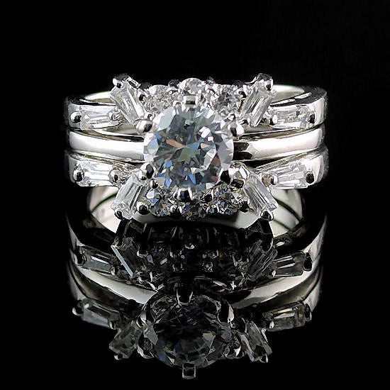 Emma: 2.0ct Simulated Diamond CZ Wedding Set with Ring Guard - Trustmark Jewelers - Wedding Ring Sets - 3