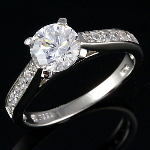 Kyra: 1.55ct Ice on Fire Russian CZ Bridal Engagement Band Ring - Trustmark Jewelers - Engagement Rings - 1