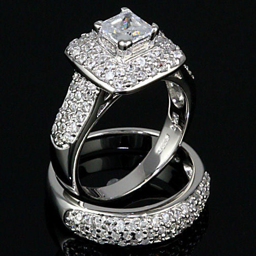 Adriannis: Russian Ice on Fire Simulated Diamond Wedding Ring Set - Trustmark Jewelers - Wedding Ring Sets - 3