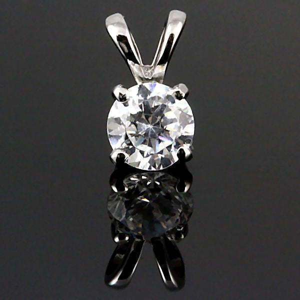 Jasmine: 5mm Russian Ice Diamond CZ 0.5ct Solitaire Pendant 925 Silver - Trustmark Jewelers - Pendants and Necklaces - 1