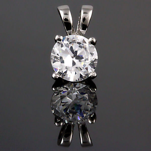 Jasmine: 6mm Russian Ice Diamond CZ .75ct Solitaire Pendant 925 Silver - Trustmark Jewelers - Pendants and Necklaces - 1