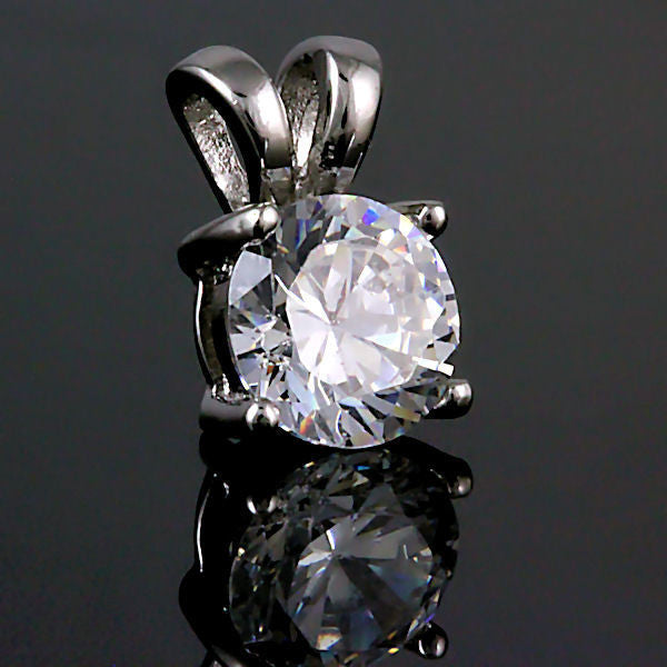 Jasmine: 7mm Russian Ice Diamond CZ 1.3ct Solitaire Pendant 925 Silver - Trustmark Jewelers - Pendants and Necklaces - 2