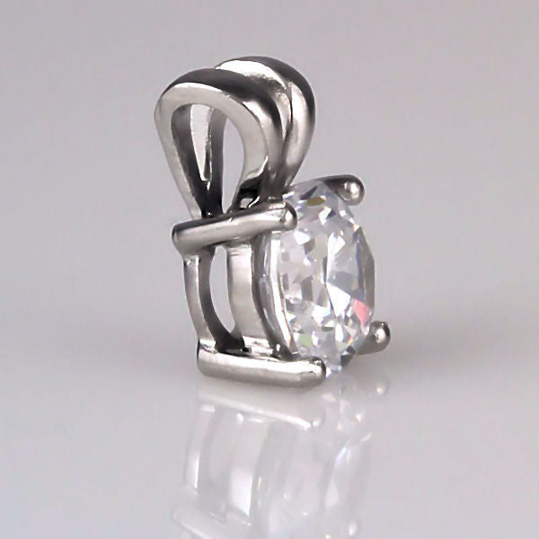 Jasmine: 7mm Russian Ice Diamond CZ 1.3ct Solitaire Pendant 925 Silver - Trustmark Jewelers - Pendants and Necklaces - 3