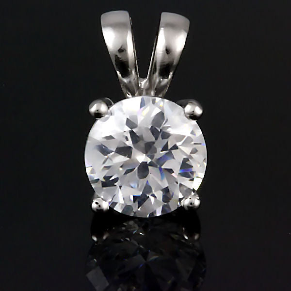 Jasmine: 8mm Russian Ice Diamond CZ 2.0ct Solitaire Pendant 925 Silver - Trustmark Jewelers - Pendants and Necklaces - 1