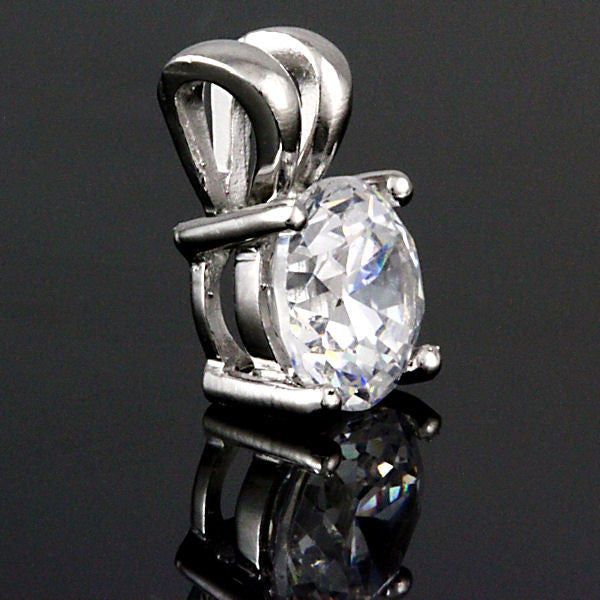 Jasmine: 8mm Russian Ice Diamond CZ 2.0ct Solitaire Pendant 925 Silver - Trustmark Jewelers - Pendants and Necklaces - 2