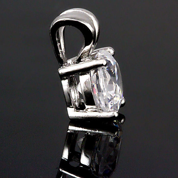 Jasmine: 8mm Russian Ice Diamond CZ 2.0ct Solitaire Pendant 925 Silver - Trustmark Jewelers - Pendants and Necklaces - 3