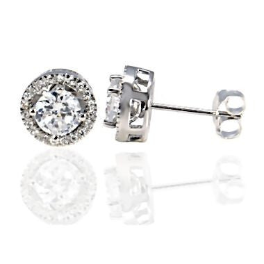Kristina: 6mm Russian Ice CZ Studs with Removable Halo Earring Jacket - Trustmark Jewelers - Earrings - 1