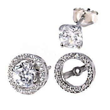 Kristina: 6mm Russian Ice CZ Studs with Removable Halo Earring Jacket - Trustmark Jewelers - Earrings - 2