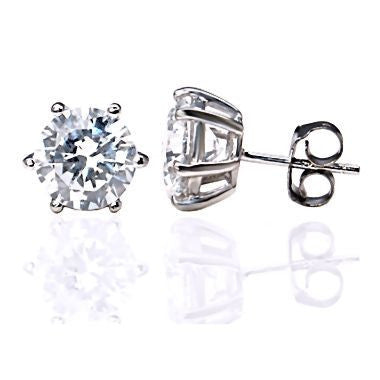 Kaylie: 7mm Russian Ice on Fire CZ 6 Prong Cast Basket Stud Earrings - Trustmark Jewelers - Earrings - 1