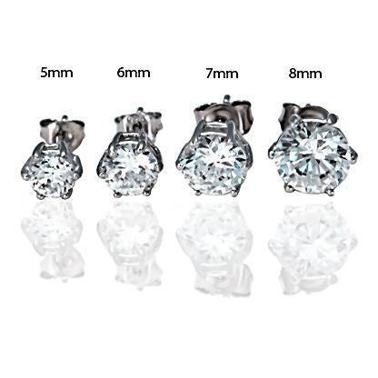 Kaylie: 7mm Russian Ice on Fire CZ 6 Prong Cast Basket Stud Earrings - Trustmark Jewelers - Earrings - 3