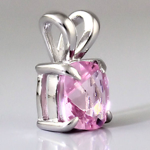 Preslie: 3.2ct 8mm Cushion Cut Pink Crystal Pendant 925 Silver - Trustmark Jewelers - Pendants and Necklaces - 1