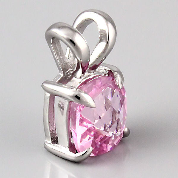 Preslie: 3.2ct 8mm Cushion Cut Pink Crystal Pendant 925 Silver - Trustmark Jewelers - Pendants and Necklaces - 2