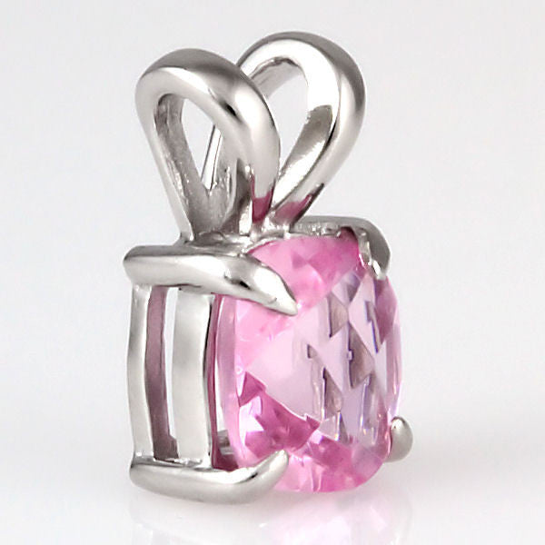 Preslie: 3.2ct 8mm Cushion Cut Pink Crystal Pendant 925 Silver - Trustmark Jewelers - Pendants and Necklaces - 3