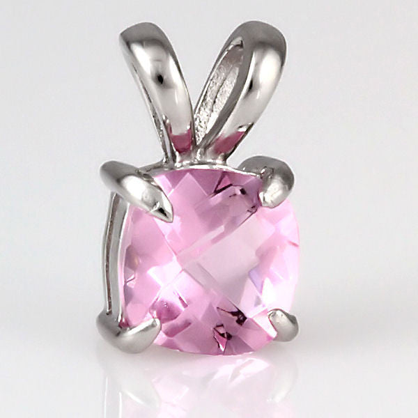 Preslie: 3.2ct 8mm Cushion Cut Pink Crystal Pendant 925 Silver - Trustmark Jewelers - Pendants and Necklaces - 4