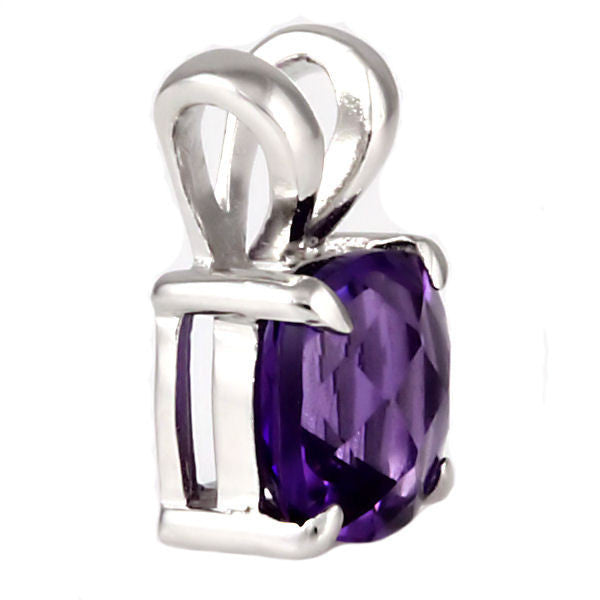 Saline: 3.2ct Cushion Cut Amethyst Crystal Solitaire Pendant Silver - Trustmark Jewelers - Pendants and Necklaces - 3