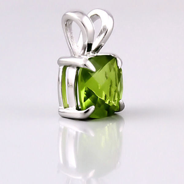 Teanna: 3.2ct Cushion Cut Peridot Crystal Solitaire Pendant 925 Silver - Trustmark Jewelers - Pendants and Necklaces - 2