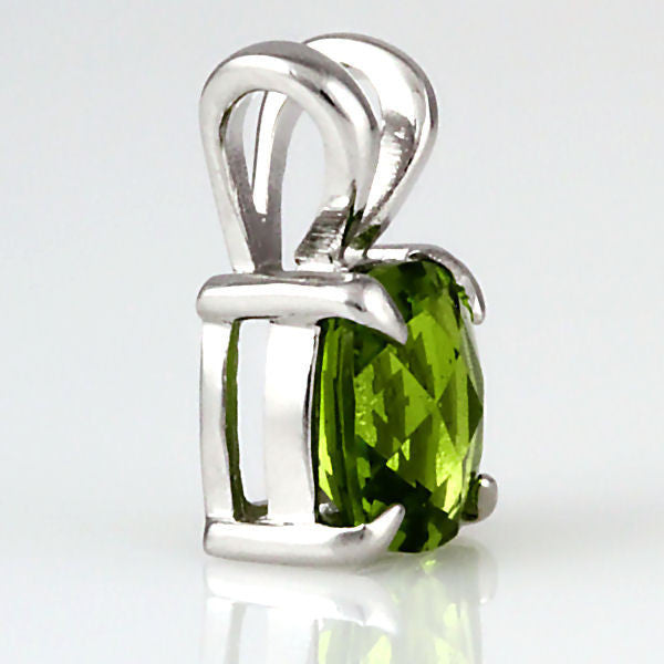 Teanna: 3.2ct Cushion Cut Peridot Crystal Solitaire Pendant 925 Silver - Trustmark Jewelers - Pendants and Necklaces - 3