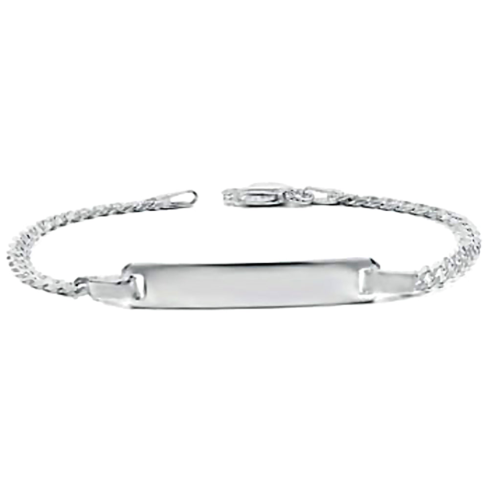 Trustmark Engravable Sterling Silver Italian Bar Baby Bracelet and Curb Chain
