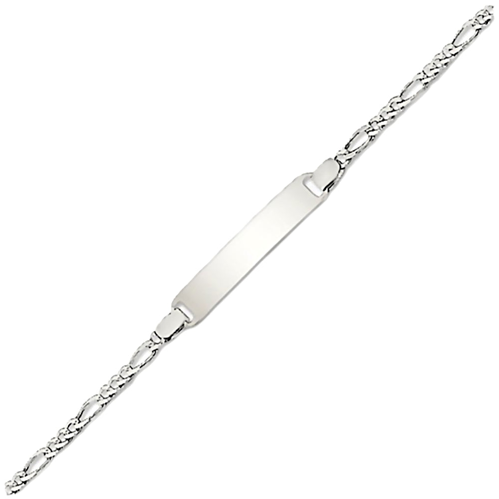 Trustmark Engravable Sterling Silver Italian Bar Baby Bracelet and Figaro Chain